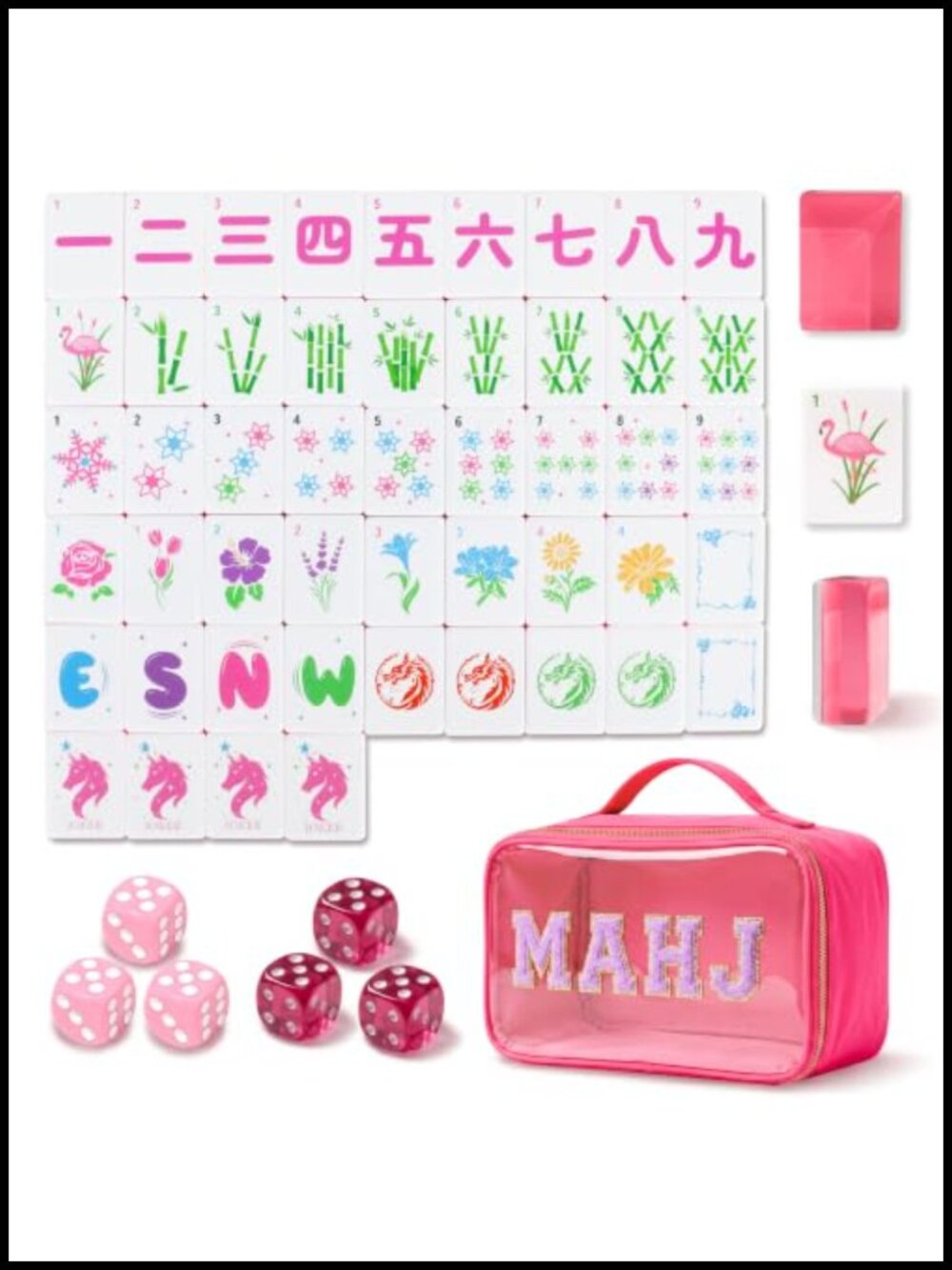 Acrylic Mahjong Tile Set 166 Tiles with Bag & Accessories
